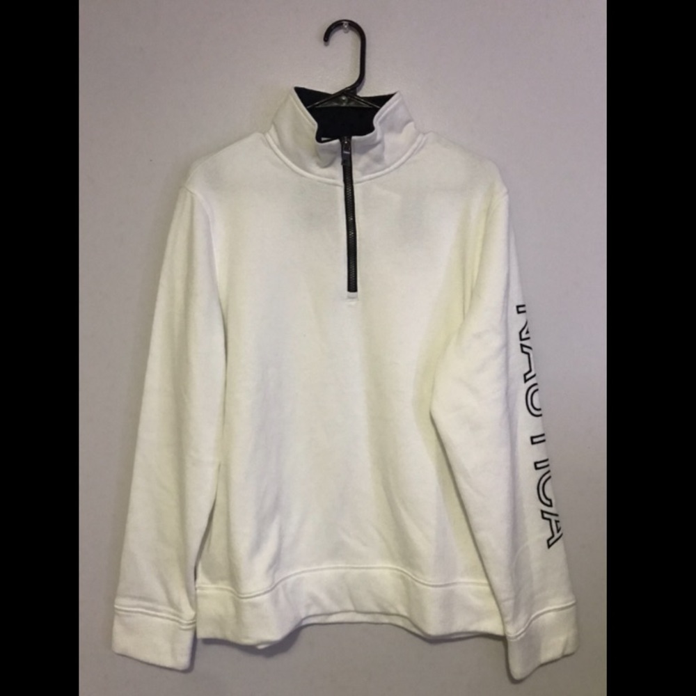 Nautica white embroidered quarter zip